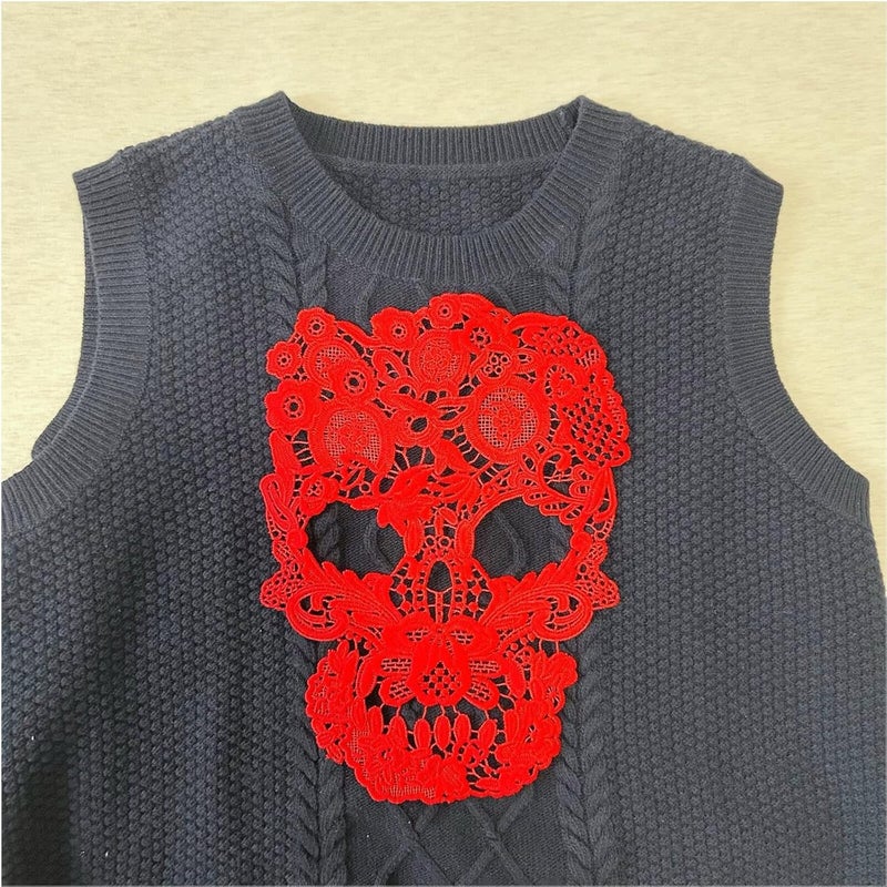 SuiGlory 3 PCS Skeleton Lace Applique, Lace Embroidered Skull Patches for Sewing Decor Dress Decoration - Image 4